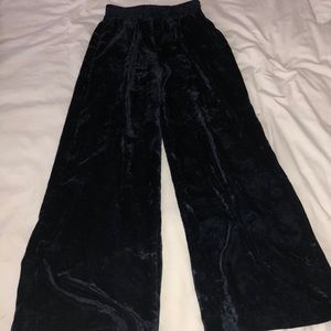 Midnight blue velvet Nili Logan wide leg pant